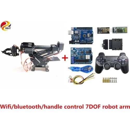 SZDOIT Wifi/Bluetooth/Handle Control Full Metal 7-Axis Robot Arm with Gripper 7DOF RC Robotic 7pcs Servos DIY for Arduino