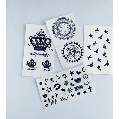 Waterproof Temporary Tattoo Sticker crown bird cross heart butterfly skull moon star flash tatoo fake tatto for women men kid
