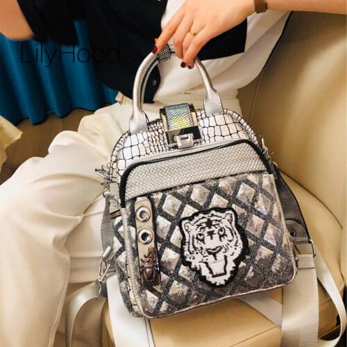 Lady Fashion Vegan Leather Sparkle Shiny Paillette Backpack Bag 2021 Women Daily Diamonds Small Size High Quality Black Handbag