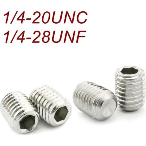 1/4-20UNC 1/4-28UNF Stainless Steel A2 Hex socket head set screw ASMEB18.3 SUS 304 set screw