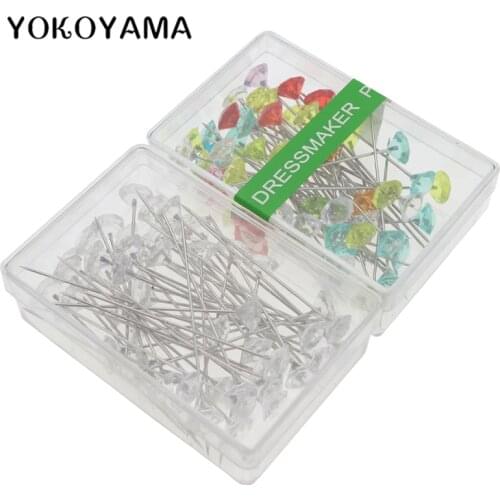 YOKOYAMA 100Pcs Colorful Corsages Pins Wedding Bouquet Pins Crystal Floral Pins Sewing Pins Accessory Home Manual DIY Parts