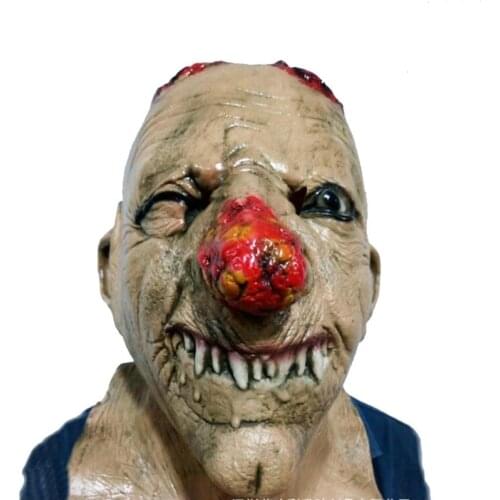 2019 Halloween Mask Scary Clown Latex Full Face Big Mouth Red Hair Nose Cosplay halloween Horror masquerade mask Ghost Party