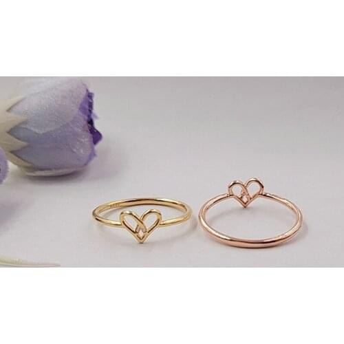 2019 Korean Cute Opening Twisted Knot Heart Rings For Girl Minimalsit Rose Gold Slim Love Rings For Women