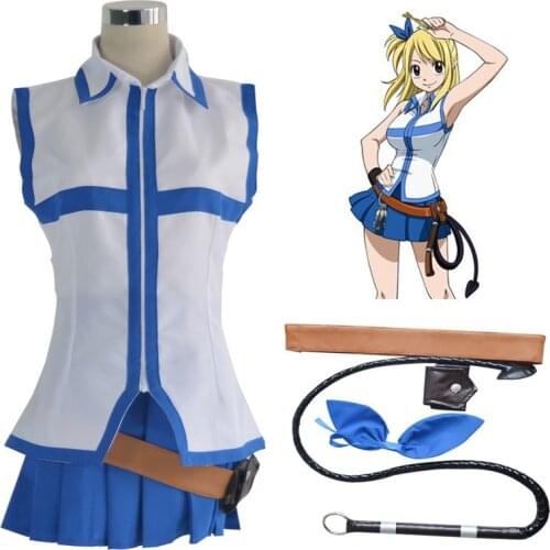 2020 Anime Fairy Tail Lucy Heartfilia Default Uniform Cosplay Costume Party Dress Halloween costumes Adults Dress,Free shipping