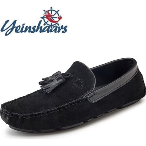 2021 Mens Shoes Loafers Suede Shoes Men Retro Tassel Fashion Flats Shoes Classic Slip on Summer Shoes Casual Black Driving Shoes