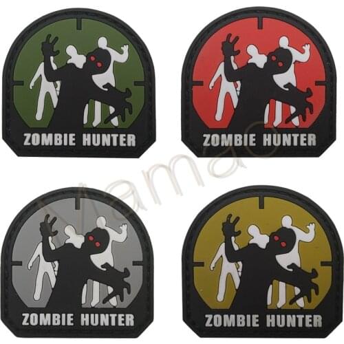 3D PVC Zombie Hunter Patches BACK HAND Sniper Badge Tactical Military Decorative Hook&Loop Applique