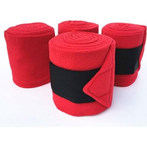 4 Pieces Polar Fleece Horse Bandage Black Soft Equestrain Horse Leg Wraps Bandage