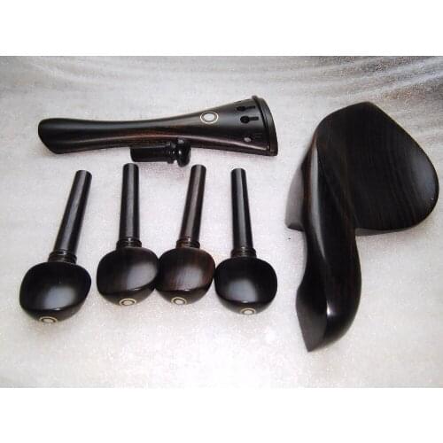 5 Sets Ebony Violin Fittings 4/4 in different type with 1 Set Best Rose wood Violin parts 4/4