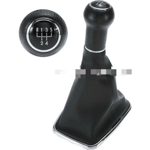 5-speed Gear Shift Knob Gaitor Boot Cover Pu Leather Black For Vw Mk4 1999-2004 Golf Gti R32 Jetta 05 Bora