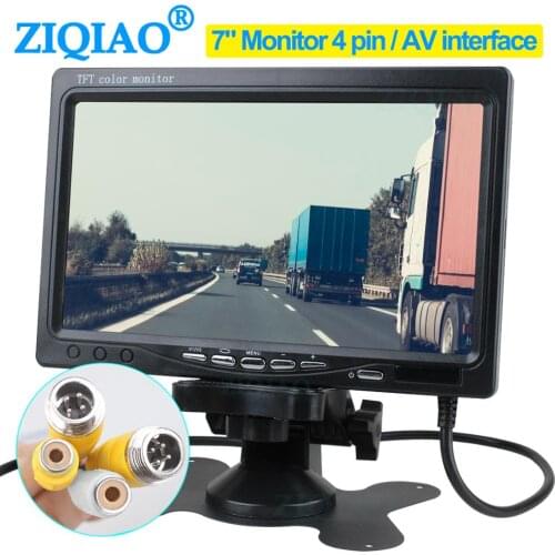 ZIQIAO 7 Inch LCD Truck Bus Harvester Monitor 2-Way Video Input 4PIN AV Interface Optional P06