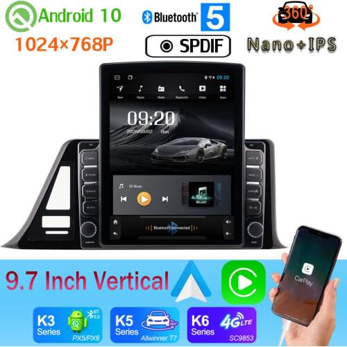 9.7" Vertical Style Car Media GPS CarPlay Android 10 4G WiFi 360 Camera Radio For Toyota C-HR CHR 2016-2020 Head Unit PX6 4+64G