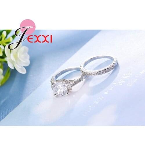 925 Sterling Silver Ring Set For Couples Cubic Zirconia Wedding Finger Ring Sets For Woman Fashion Bridal Ring Set