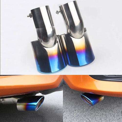 BBQ@FUKA 2pcs Stainless Baked Blue Rear Turbo End Tip Pipe Exhaust Muffler Fit for Honda Civic 2016 2017 Car Styling Accessories