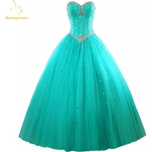 Bealegantom 2021 100% Real Photo Ball Gown Quinceanera Dresses Beaded Lace Up Sweet 16 Dress Vestidos De 15 Anos QA1549