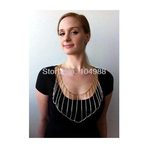 FREE SHIPPING 2014 Style BY-240 Women Fashion Gold Chains Simple Chain Collar Necklace Jewelry