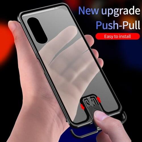 Phone Case for Aluminum Metal Pull-Plus Tempered Glass Shockproof for Sony Xperia 1 5 10 II Xperia 1-II Xperia 10-II Back Cover