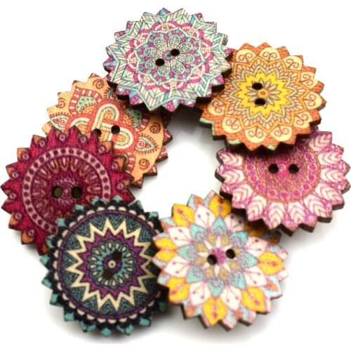 Retro Series Painted Gear Wooden Buttons for Clothing DIY Sewing Scrapbooking Decor Craft Needlework Accessories 20-25mm