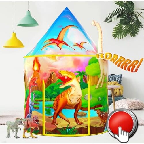 Dinosaur Childrens Tent With Voice Button Playhouse Foldable Outdoor Indoor Toy Tents For Baby Kids Boys Girls Teepee