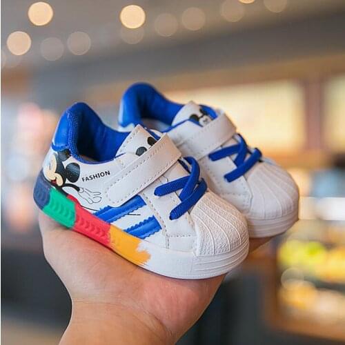 Disney Baby Sneakers Mickey Mouse Child Boys Girls Casual Shoes Autumn 0~3 Years Old Kids First Walker Shoes