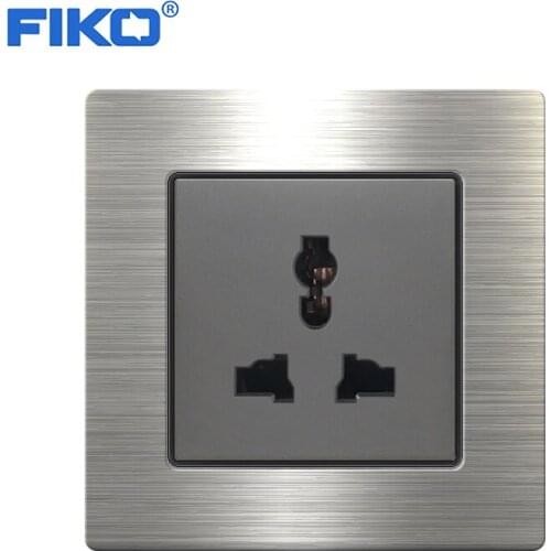 FIKO 13A UK Universal socket stainless steel panel standard , 86mm *86mm home hotel use 13A wall power socket