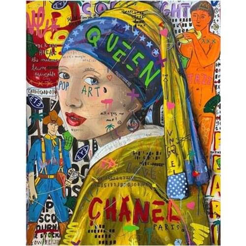 Graffiti Wall Art Girl with a Pearl Earring diamond Painting Famous Street diamond embroidery full square round drill home decor
