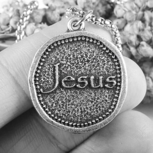 Greek Coin Christian Jesus Necklace Medieval Pendant Memorial Best Friend Gift