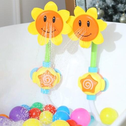 Baby Bath Toy Bathing Tub Sunflower Shower Faucet Spray Water Swimming Bathroom Bath Toys Children Funny Sunflower Water Game