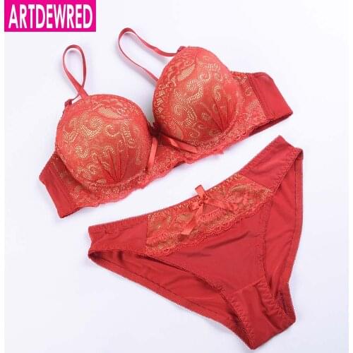 ARTDEWRED Sexy Push Up Bra Sets,Elegant Lace Embroidery Bra+brief Set,36 38 40 42 BC Cup Bra And Panty Seduction Of You Bralette