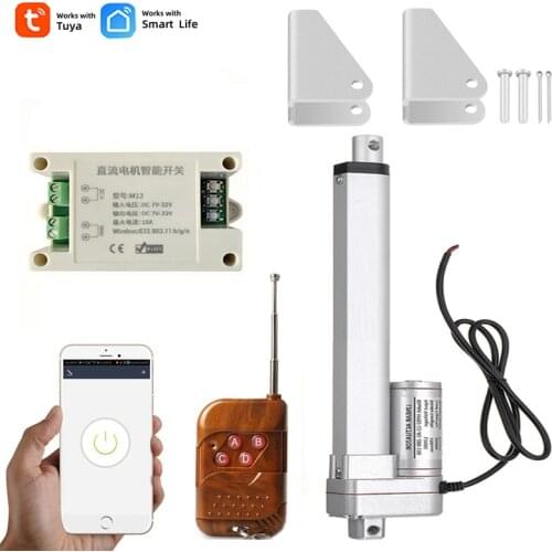 DC 12V/24V Linear Actuator + WIFI Controller + RF433 Remote Control + Linear Actuator Bracket Linear Motor Window Opener 30W