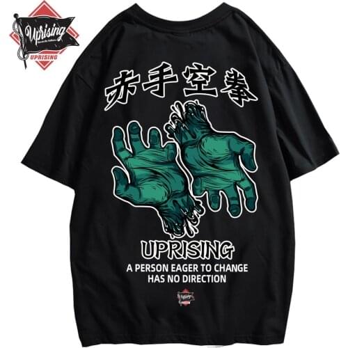 Men Hip Hop T Shirt fight street Picture Retro T-Shirt Streetwear Harajuku Tshirt Oversized Summer Black Tops Tees Cotton