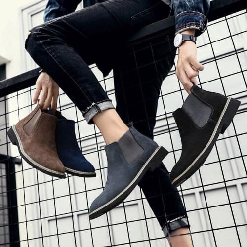 Mens Shoes Autumn Winter New Leather Boots Martin High Top Short Casual Zapatillas Hombre Chaussure Homme