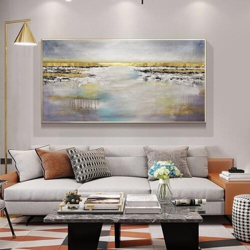 Customizable abstract landscape mural decoration living room large decorative painting hand-painted oil painting water flow