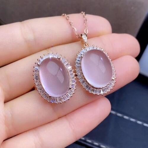 New Arrival Natural Real Natural Rose Quartz jewelry set Natural Real Rose Quartz 925 sterling silver 1pc pendant,1pc ring
