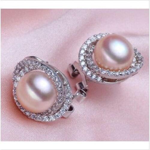 Charming 10-11mm south sea lavender pearl earring 925S