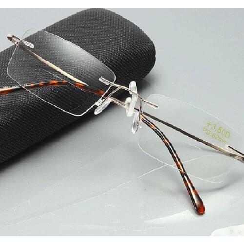 Men Women metal Rimless Reading glasses-1.0 -1.5 -2.0 -2.5 -3.0 -3.5 -4.0 Frameless Super Light Stainless Steel Reading
