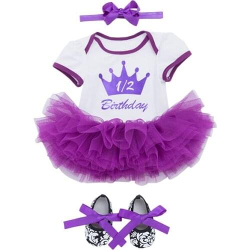 Newborn Children Clothing Birthday Set 2020 Summer Kids Clothes 1st Birthday Cro Tops+Tutu Skirt+Shoes+Headband 4pcs Clothes Set