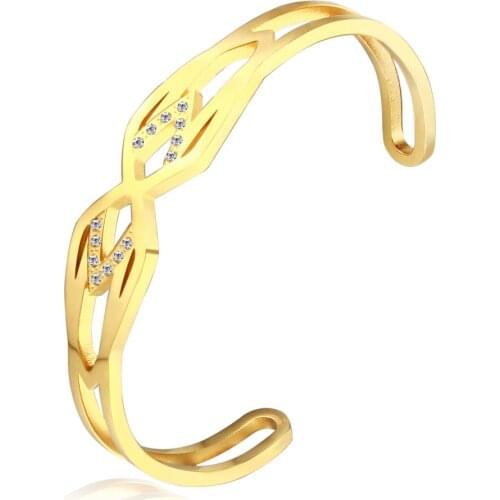 Retro Open Titanium Steel Diamond Hollow Bracelet Bracelet Wedding Jewelry