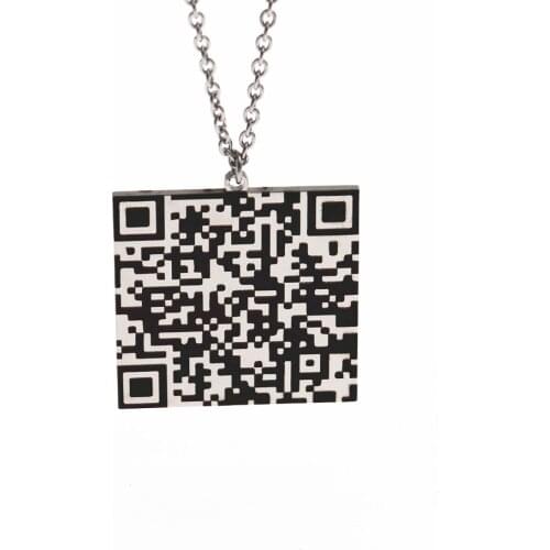 Custom QR Code Necklace Fashion Lovers Jewelry Stainless Steel Geometry Square Necklace Secret Message Pendant Friendship Gift