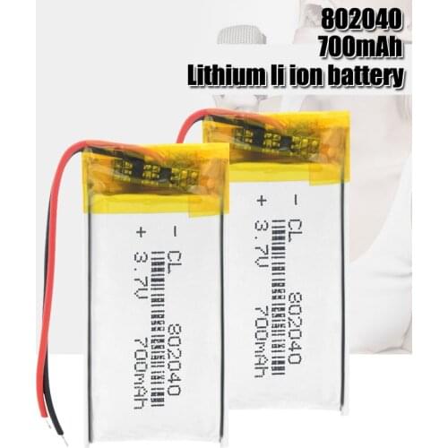 Rechargeable 700mAh Battery 802040 Lithium Polymer Li-Po li ion Rechargeable Lipo cells For MP3 MP4 Bluetooth Speaker