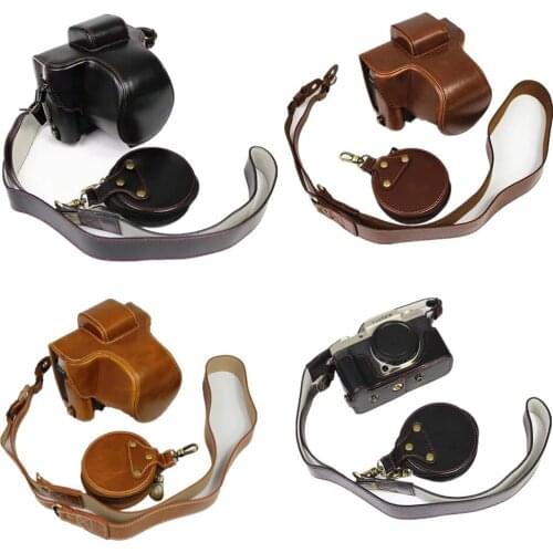 Luxury PU Leather Case Camera Bag For Fujifilm X-T100 Fuji XT100 X-T200 XT200 Cover With Battery Opening + Shoulder strap