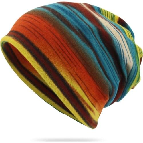 2019 Spring New Striped Beanies For Men Unisex Summer Thin Knitted Beanie Mens Multifunction Hedging Cap Hats For Male Kerchief