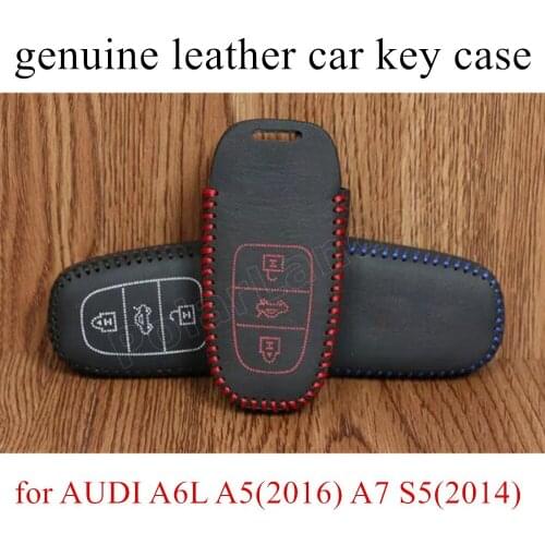 Only Red Hand Sewing Car Key Protection Case Auto Smart Key Leather Case Cover for AUDI A6L/A5(2016)/A7/S5(2014)/S8(2016)/S6/A8