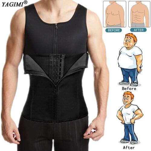 YAGIMI Waist Trainer for Man Workout Fitness Sweat Belt Belly Tummy Control Body Shaper Slimming Shapewear Fajas Sauna Body Suit