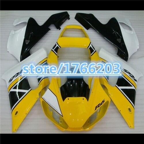 YZF R6 ABS full fairing kit for R6 YZF R6 1998 1999 2000 2001 2002 yellow black white YZF R6 98-02 fairingsBBF