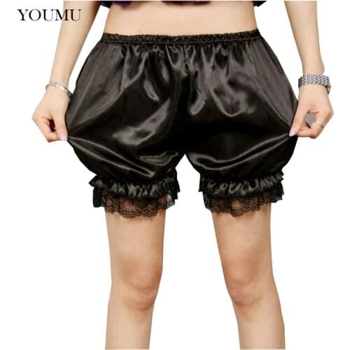 Women Lace Satin Bloomers Knicker Safety Short Pants Underwear Shorts Black White Breathable Summer Underpants Fashion 903-A145