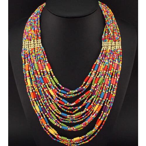 UKEN Party Casual Women Handmade Necklaces Cylindrical Acrylic Mix Bead Broad Chain Statement Necklaces & Pendants N2277