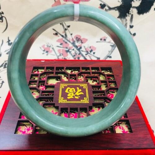 Zheru pure natural jade carved light green widened bold bracelet exquisite princess bracelet certificate