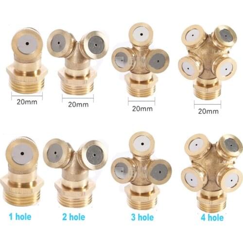 1/2" Brass Misting Spray Nozzle 1-4 Holes Garden Sprinklers Irrigation Connector Fitting External Thread Water Pipe