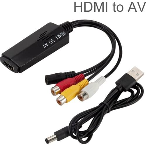 1PC 1080P Black 17CM to RCA Converter Adapter Cable With a 90cm Power Supply Cable for TV / VHS / VCR / DVD Recorders