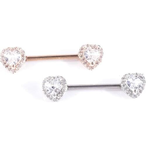 1Pcs Nipple Ring Clear Zircon Heart Nipple Rings Cover Piercing Body Jewelry Nipple Bar Ring Barbell Nipple Sexy Women